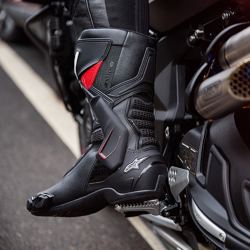 Alpinestars SMX-6 3 Drystar zwart met rode motorlaarzen