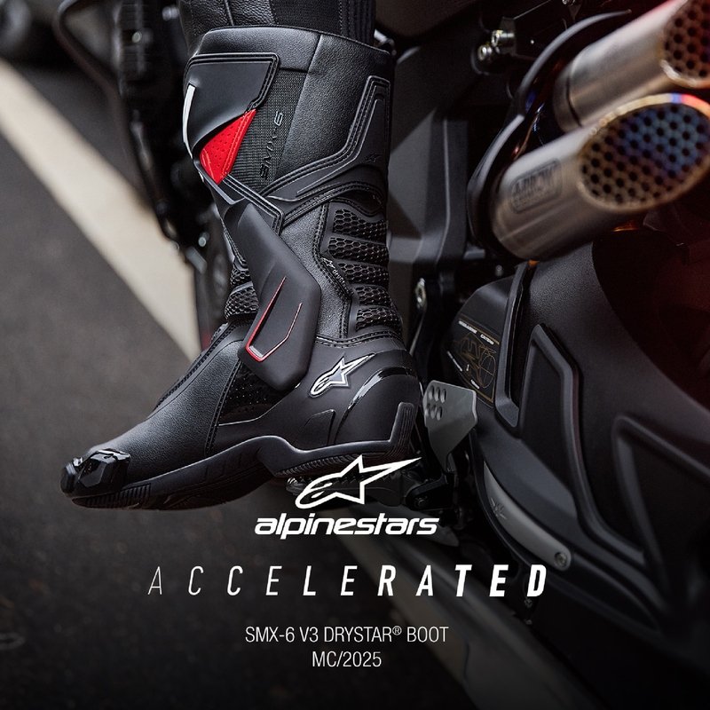 Alpinestars SMX-6 3 Drystar zwart met rode motorlaarzen