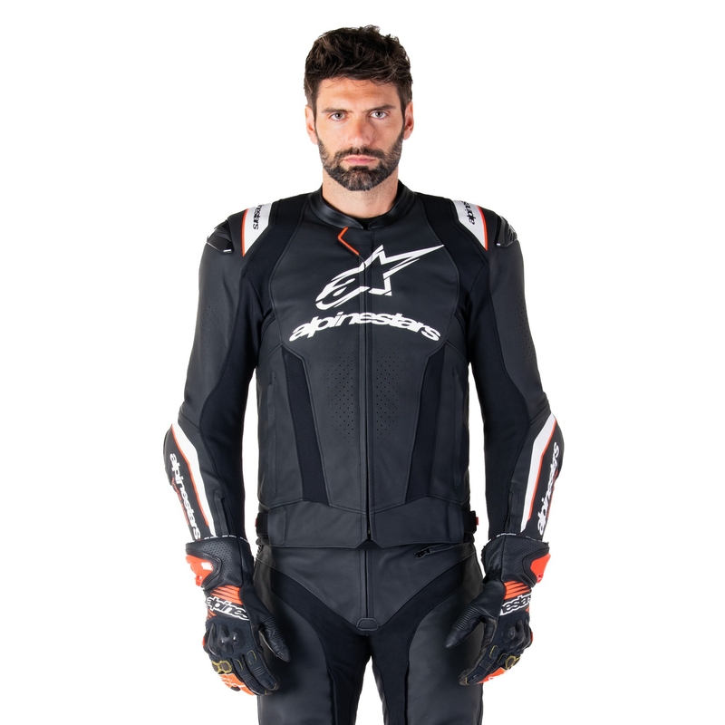Alpinestars Missile 3 Ignition zwart-wit leren motorjack