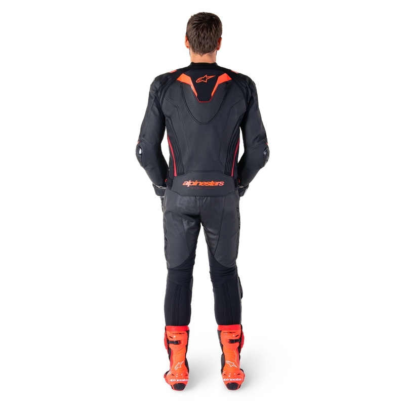 Alpinestars Missile 3 Ignition Zwart-Fluorood-Donkerrood Leren Motorjack