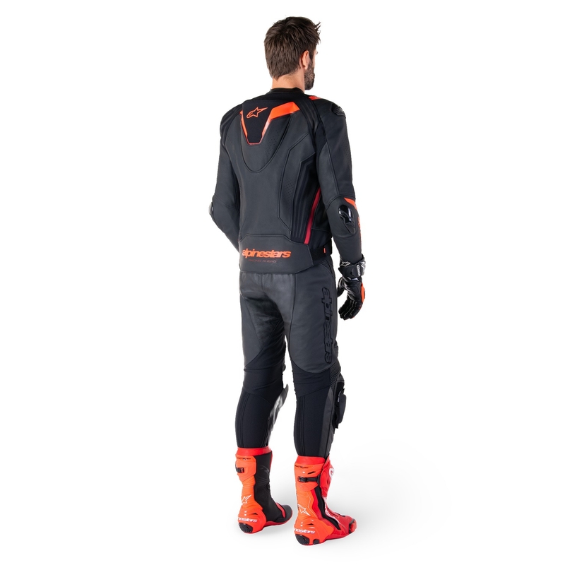 Alpinestars Missile 3 Ignition Zwart-Fluorood-Donkerrood Leren Motorjack
