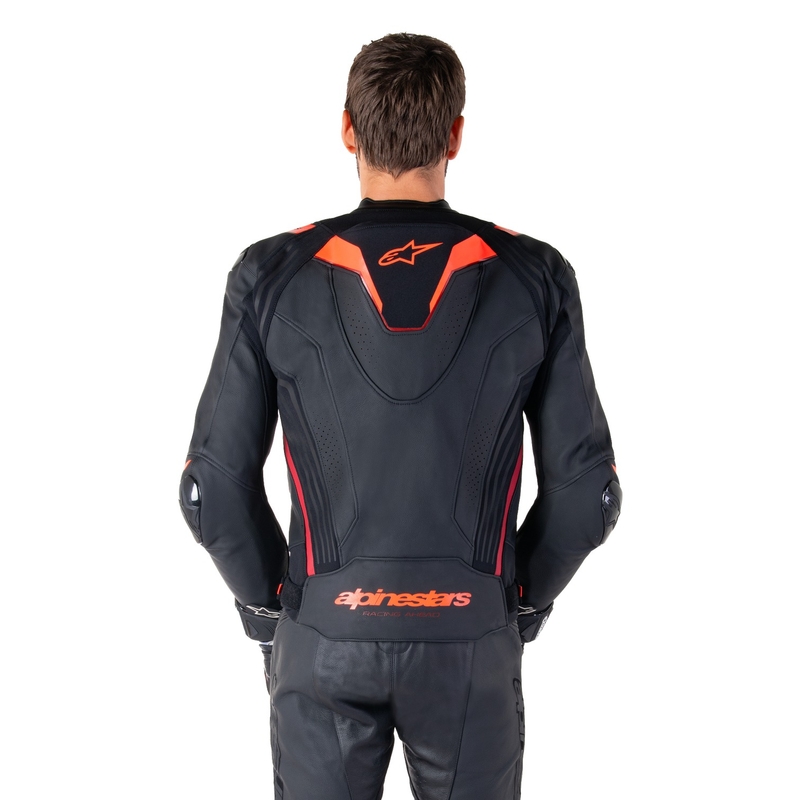 Alpinestars Missile 3 Ignition Zwart-Fluorood-Donkerrood Leren Motorjack