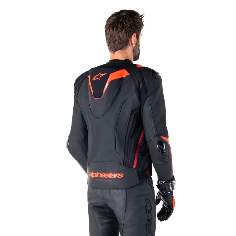 Alpinestars Missile 3 Ignition Zwart-Fluorood-Donkerrood Leren Motorjack