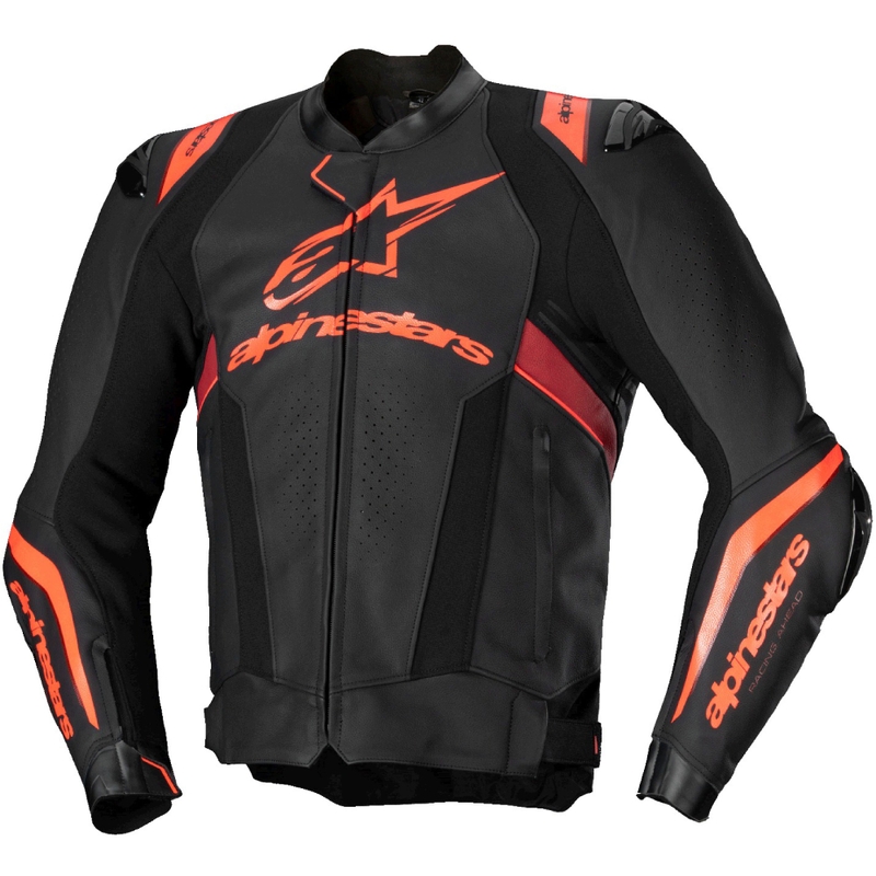 Alpinestars Missile 3 Ignition Zwart-Fluorood-Donkerrood Leren Motorjack
