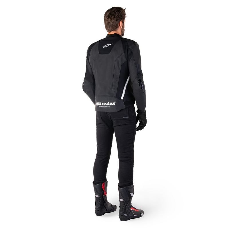 Alpinestars Missile 3 zwart en wit leren motorjack