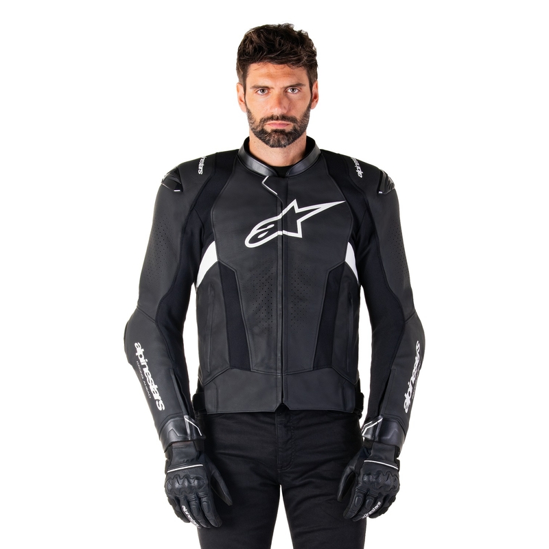 Alpinestars Missile 3 zwart en wit leren motorjack
