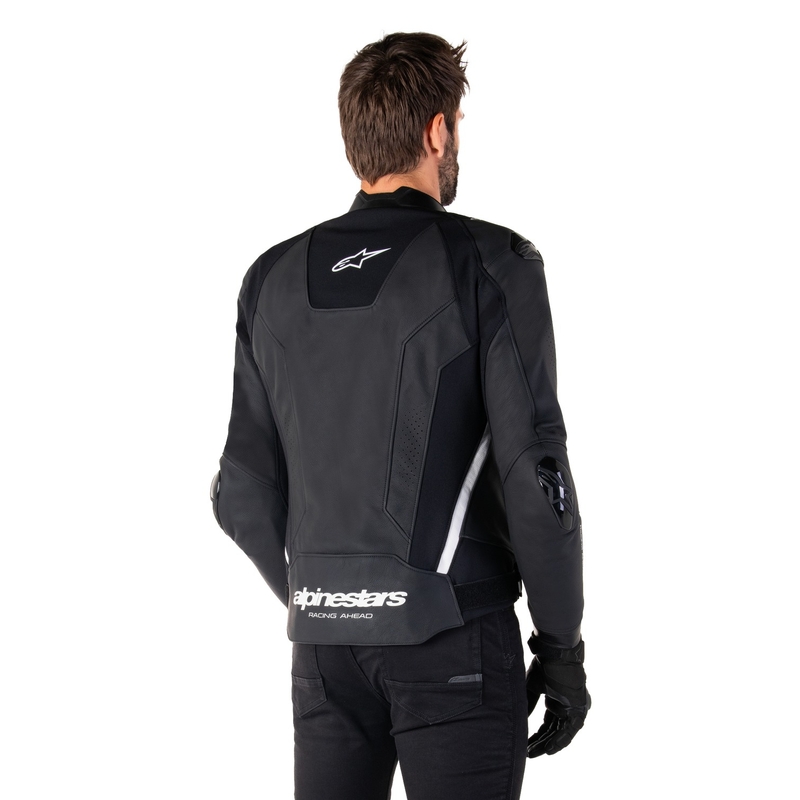 Alpinestars Missile 3 zwart en wit leren motorjack