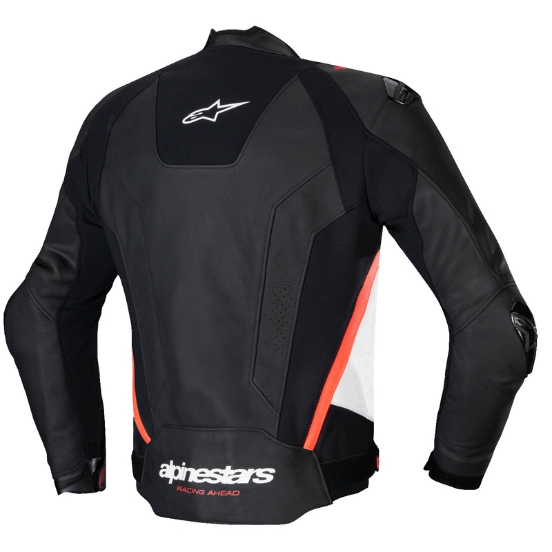 Alpinestars Missile 3 zwart-wit-fluor rood leren motorjack