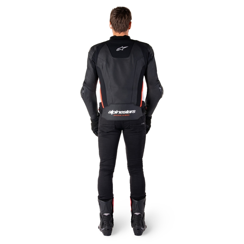 Alpinestars Missile 3 zwart-wit-fluor rood leren motorjack