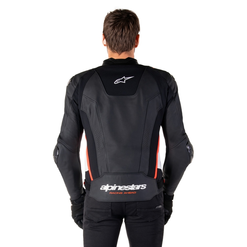 Alpinestars Missile 3 zwart-wit-fluor rood leren motorjack