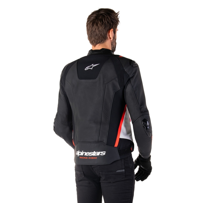 Alpinestars Missile 3 zwart-wit-fluor rood leren motorjack