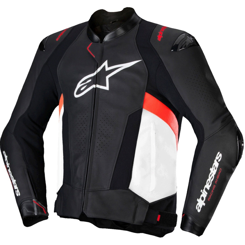 Alpinestars Missile 3 zwart-wit-fluor rood leren motorjack