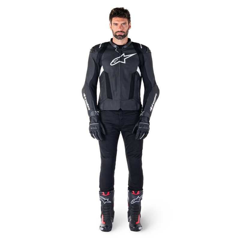 Alpinestars Missile 3 Airflow zwart-wit leren motorjack