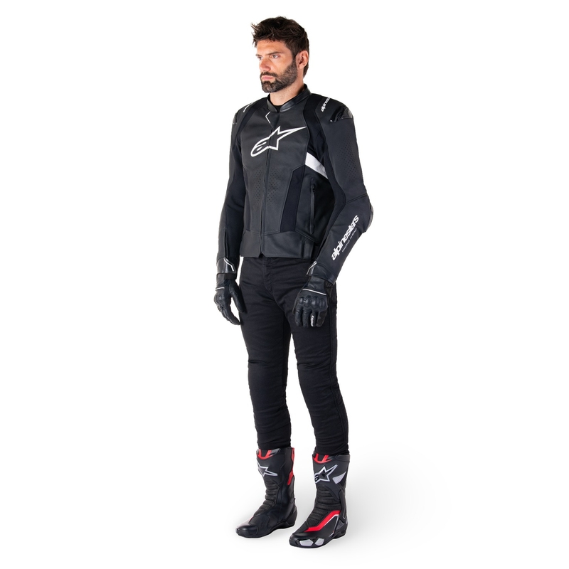 Alpinestars Missile 3 Airflow zwart-wit leren motorjack