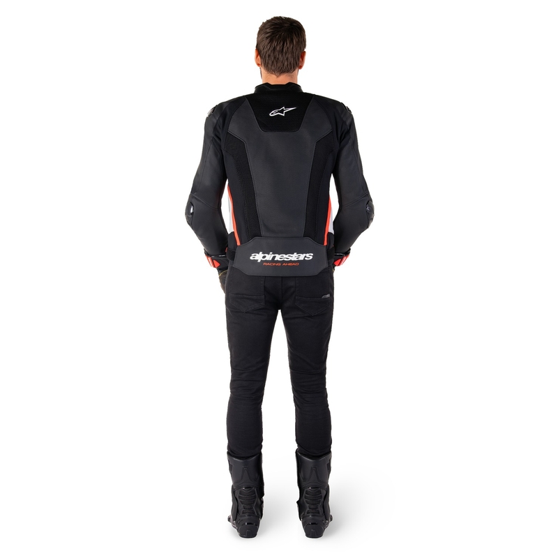 Alpinestars Missile 3 Airflow zwart-wit-fluor rood lederen motorjack