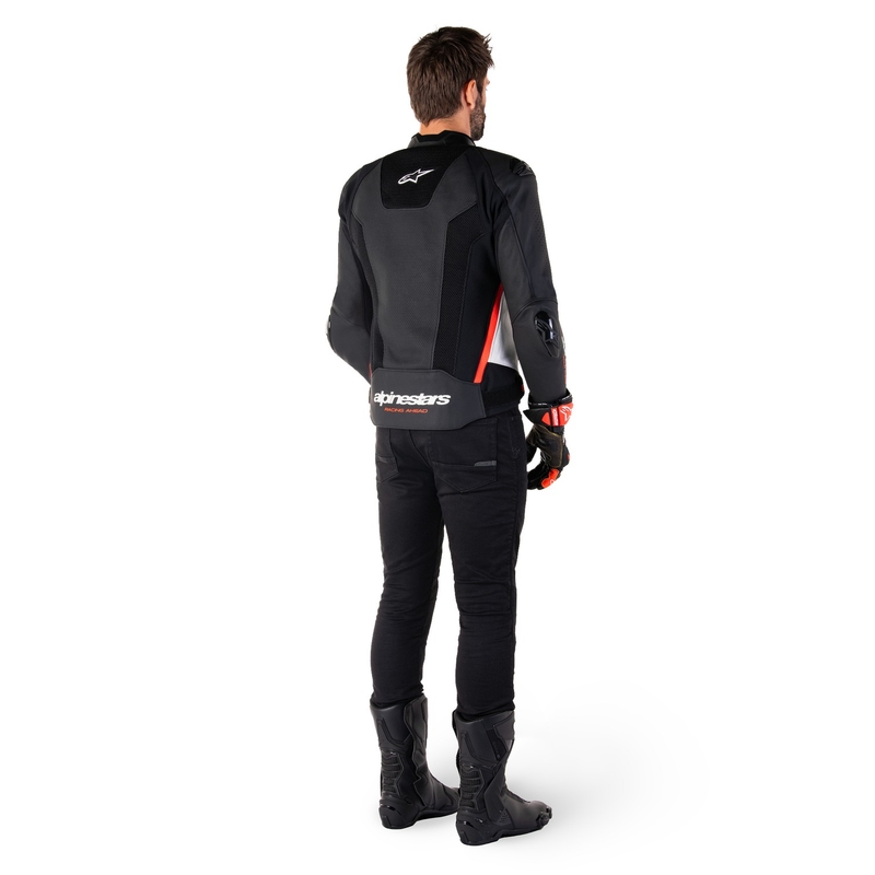 Alpinestars Missile 3 Airflow zwart-wit-fluor rood lederen motorjack