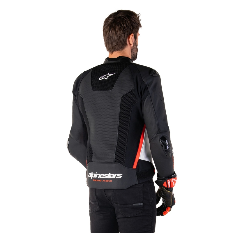 Alpinestars Missile 3 Airflow zwart-wit-fluor rood lederen motorjack