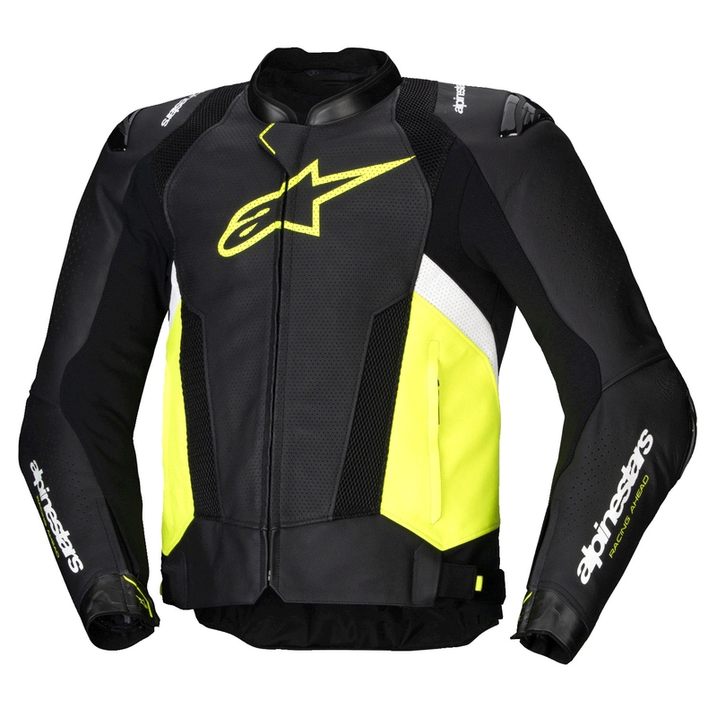 Alpinestars Missile 3 Airflow Zwart-Fluo Geel-Wit Leren Motorjas
