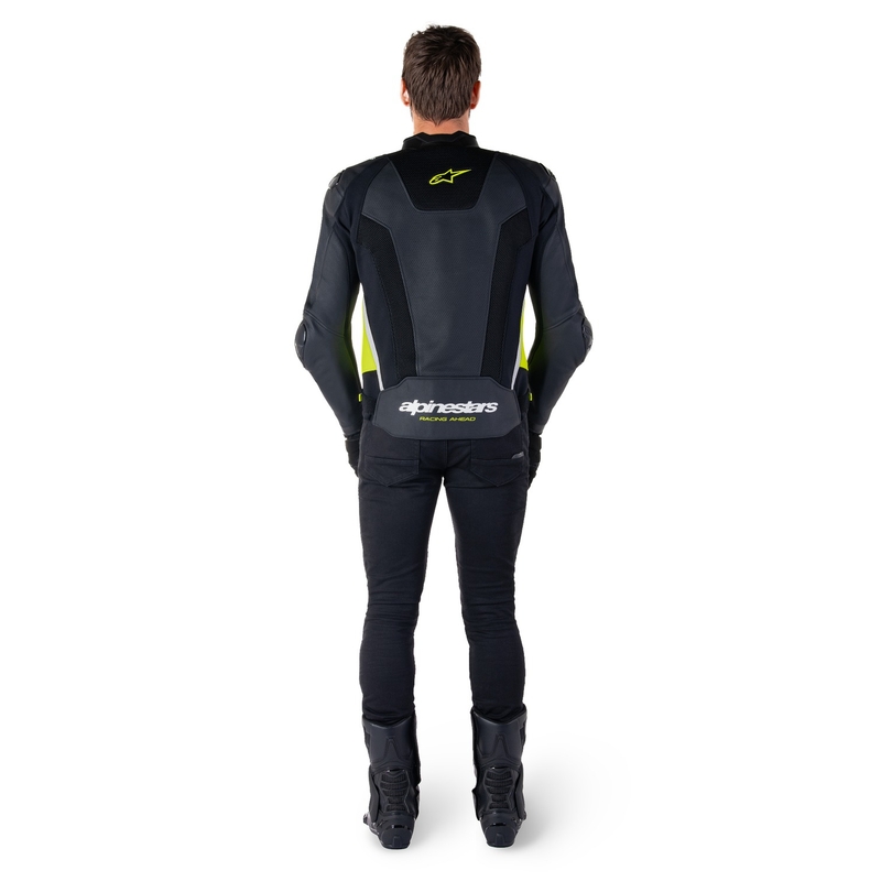 Alpinestars Missile 3 Airflow Zwart-Fluo Geel-Wit Leren Motorjas