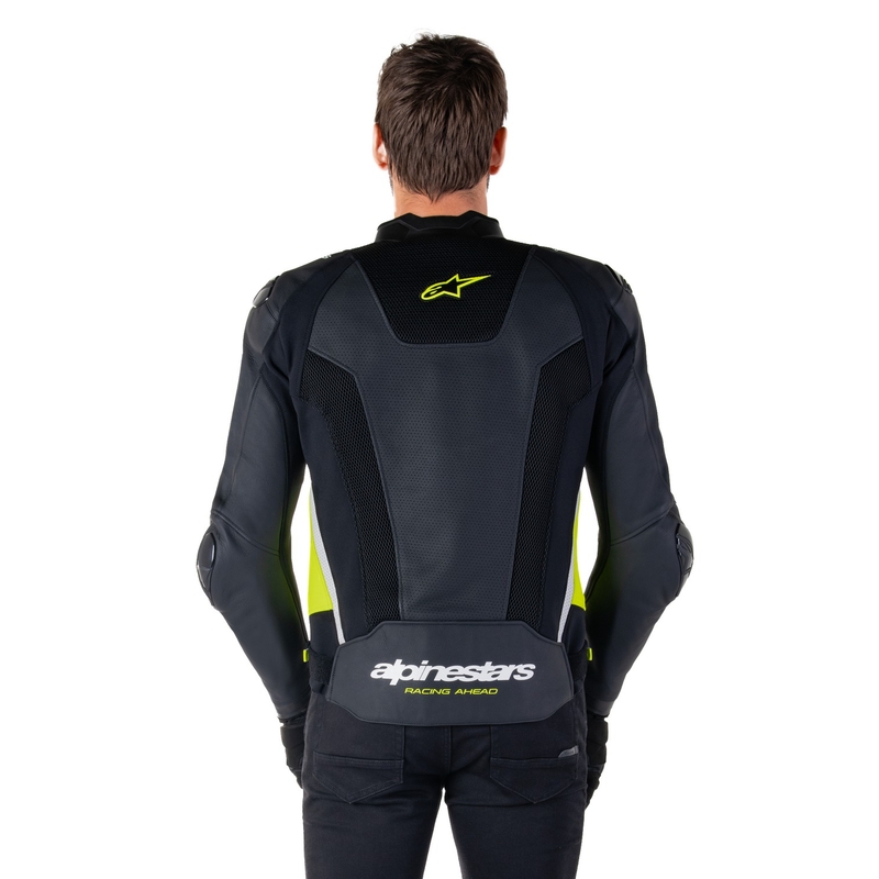 Alpinestars Missile 3 Airflow Zwart-Fluo Geel-Wit Leren Motorjas