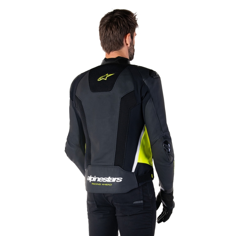 Alpinestars Missile 3 Airflow Zwart-Fluo Geel-Wit Leren Motorjas