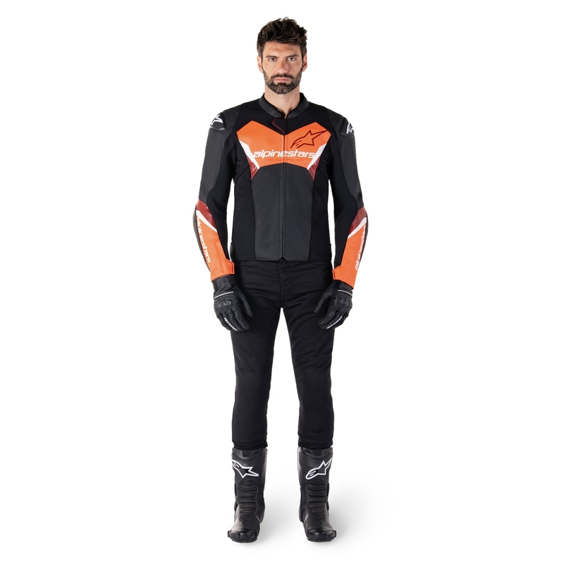 Alpinestars Faster 3 zwart-fluorode leren motorjas