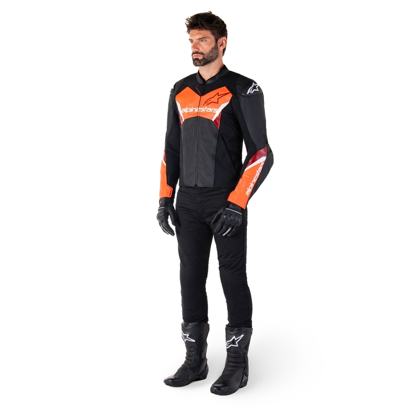 Alpinestars Faster 3 zwart-fluorode leren motorjas