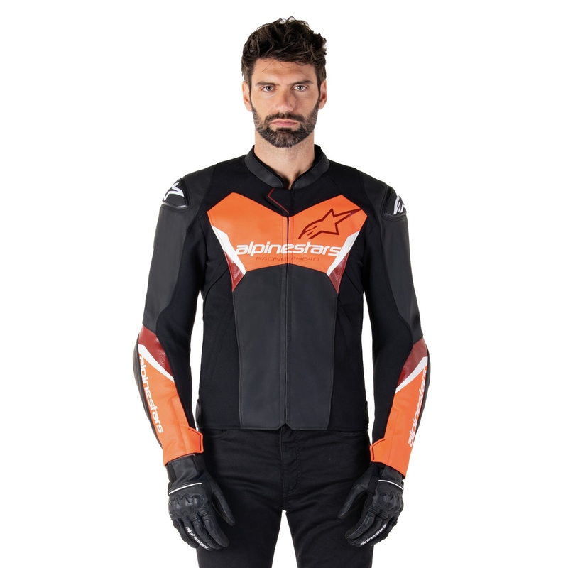 Alpinestars Faster 3 zwart-fluorode leren motorjas
