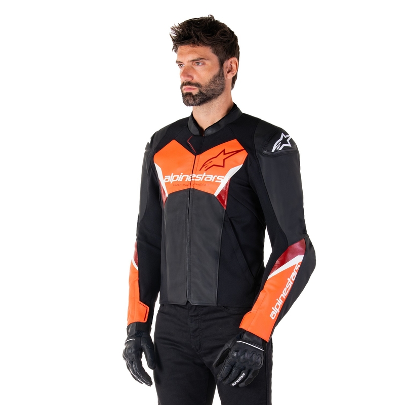 Alpinestars Faster 3 zwart-fluorode leren motorjas