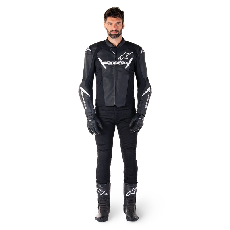 Alpinestars Faster 3 zwart-wit leren motorjack