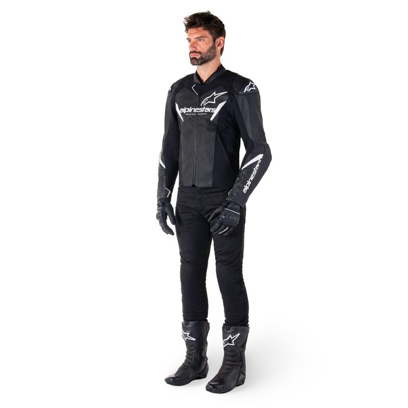 Alpinestars Faster 3 zwart-wit leren motorjack