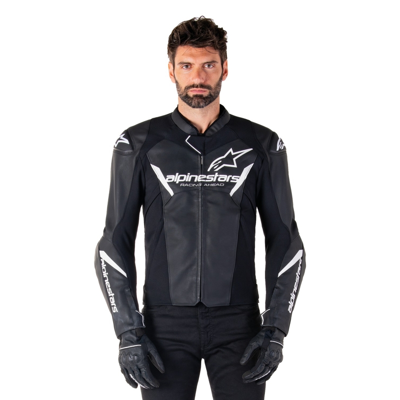 Alpinestars Faster 3 zwart-wit leren motorjack
