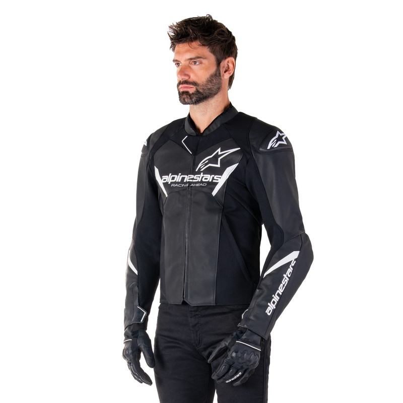 Alpinestars Faster 3 zwart-wit leren motorjack