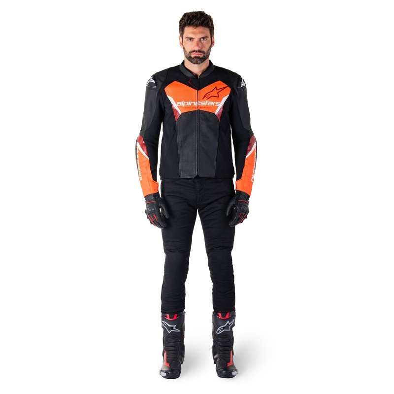 Alpinestars Faster 3 Airflow zwart-fluorood leren motorjack