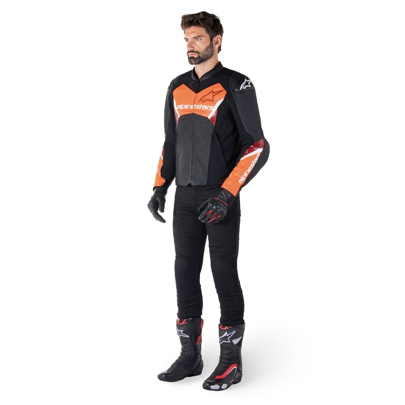 Alpinestars Faster 3 Airflow zwart-fluorood leren motorjack