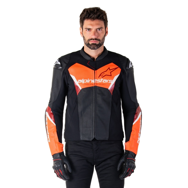 Alpinestars Faster 3 Airflow zwart-fluorood leren motorjack