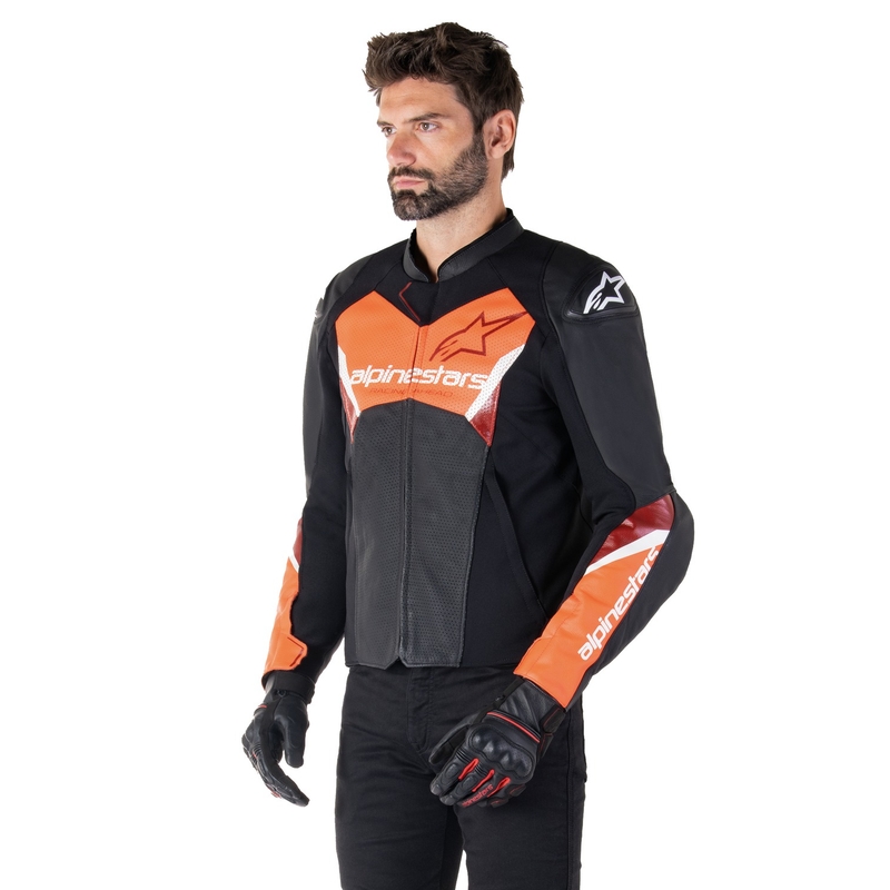 Alpinestars Faster 3 Airflow zwart-fluorood leren motorjack