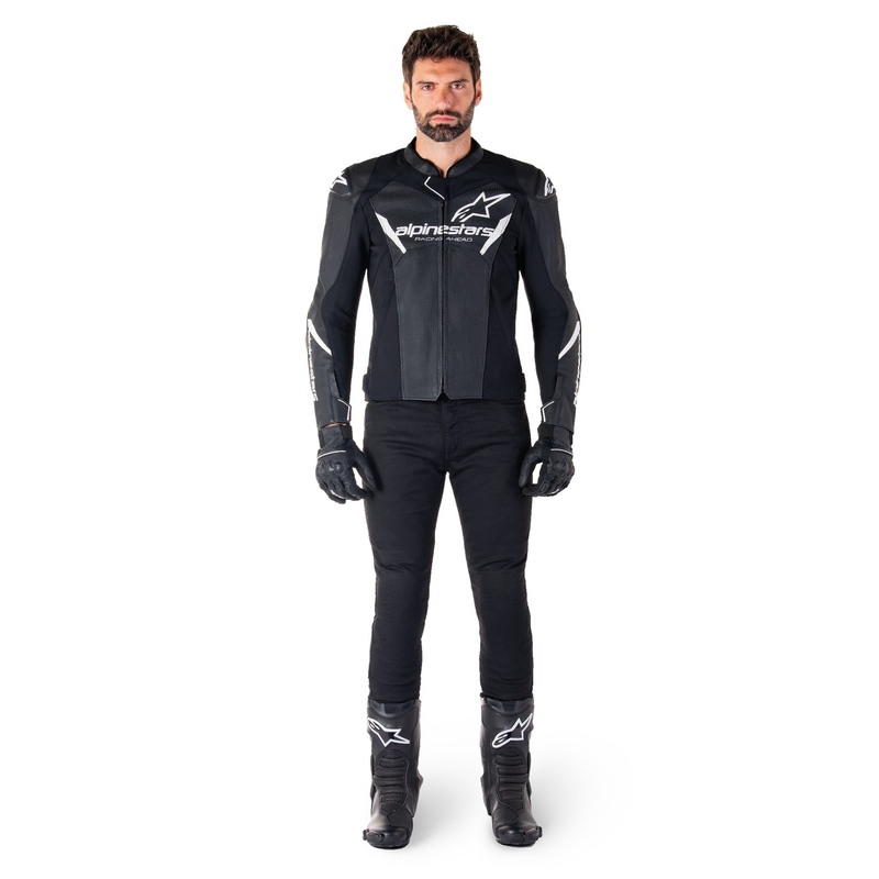 Alpinestars Faster 3 Airflow zwart-wit leren motorjack
