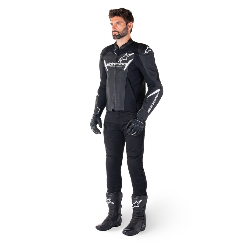 Alpinestars Faster 3 Airflow zwart-wit leren motorjack