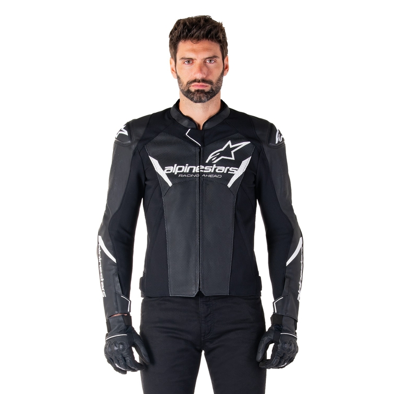 Alpinestars Faster 3 Airflow zwart-wit leren motorjack