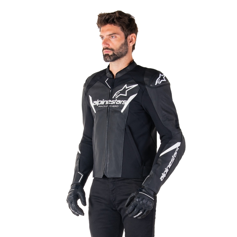 Alpinestars Faster 3 Airflow zwart-wit leren motorjack