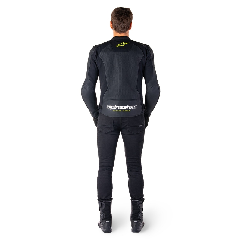 Alpinestars Faster 3 Airflow Zwart-Wit-Fluo Geel Leren Motorjack