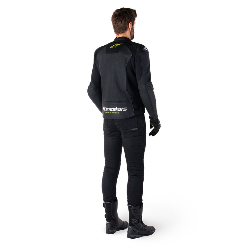 Alpinestars Faster 3 Airflow Zwart-Wit-Fluo Geel Leren Motorjack