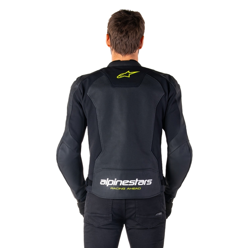 Alpinestars Faster 3 Airflow Zwart-Wit-Fluo Geel Leren Motorjack