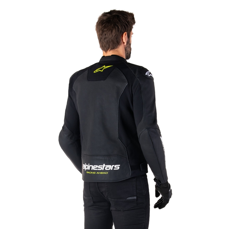 Alpinestars Faster 3 Airflow Zwart-Wit-Fluo Geel Leren Motorjack