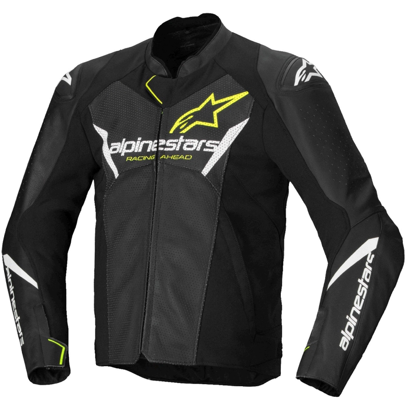 Alpinestars Faster 3 Airflow Zwart-Wit-Fluo Geel Leren Motorjack