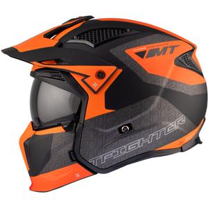 Open helm met masker MT Streetfighter SV Totem B4 zwart-grijs-oranje