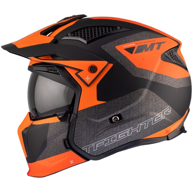 Open helm met masker MT Streetfighter SV Totem B4 zwart-grijs-oranje