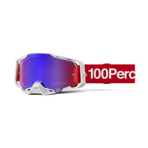 Motorcrossbril 100% ARMEGA Corbin rood met blauw plexi