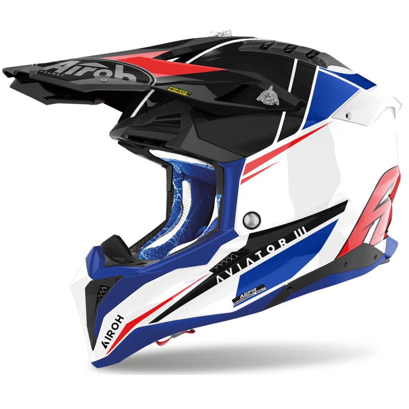 Motorcrosshelm Airoh Aviator 3.0 Push blauw-rood